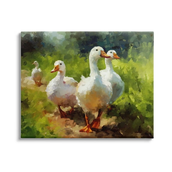 Stupell Industries Duck Family in Nature Animals & Insects Painting Gallery Wrapped Canvas Art Print Wall Art, 48 x 36