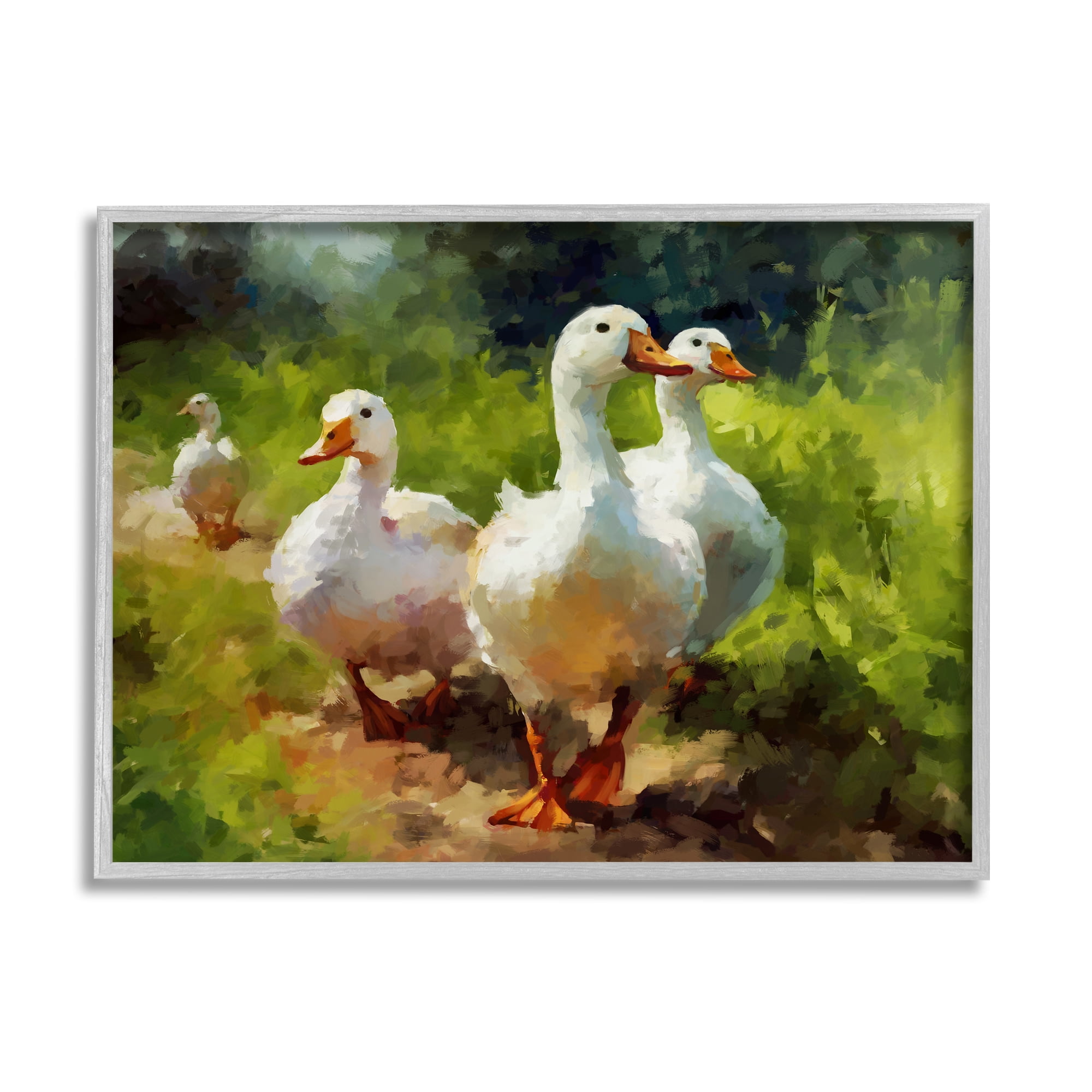 Stupell Industries Duck Family in Nature Animals & Insects Painting Gray Framed Art Print Wall Art, 20 x 16