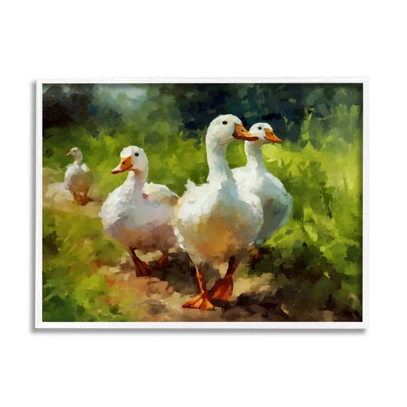 Stupell Industries Duck Family in Nature Animals & Insects Painting White Framed Art Print Wall Art, 14 x 11
