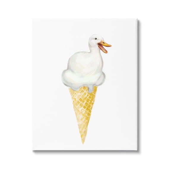 Stupell Industries Duck Ice Cream Cone Animals & Insects Painting Gallery Wrapped Canvas Art Print Wall Art, 16 x 20