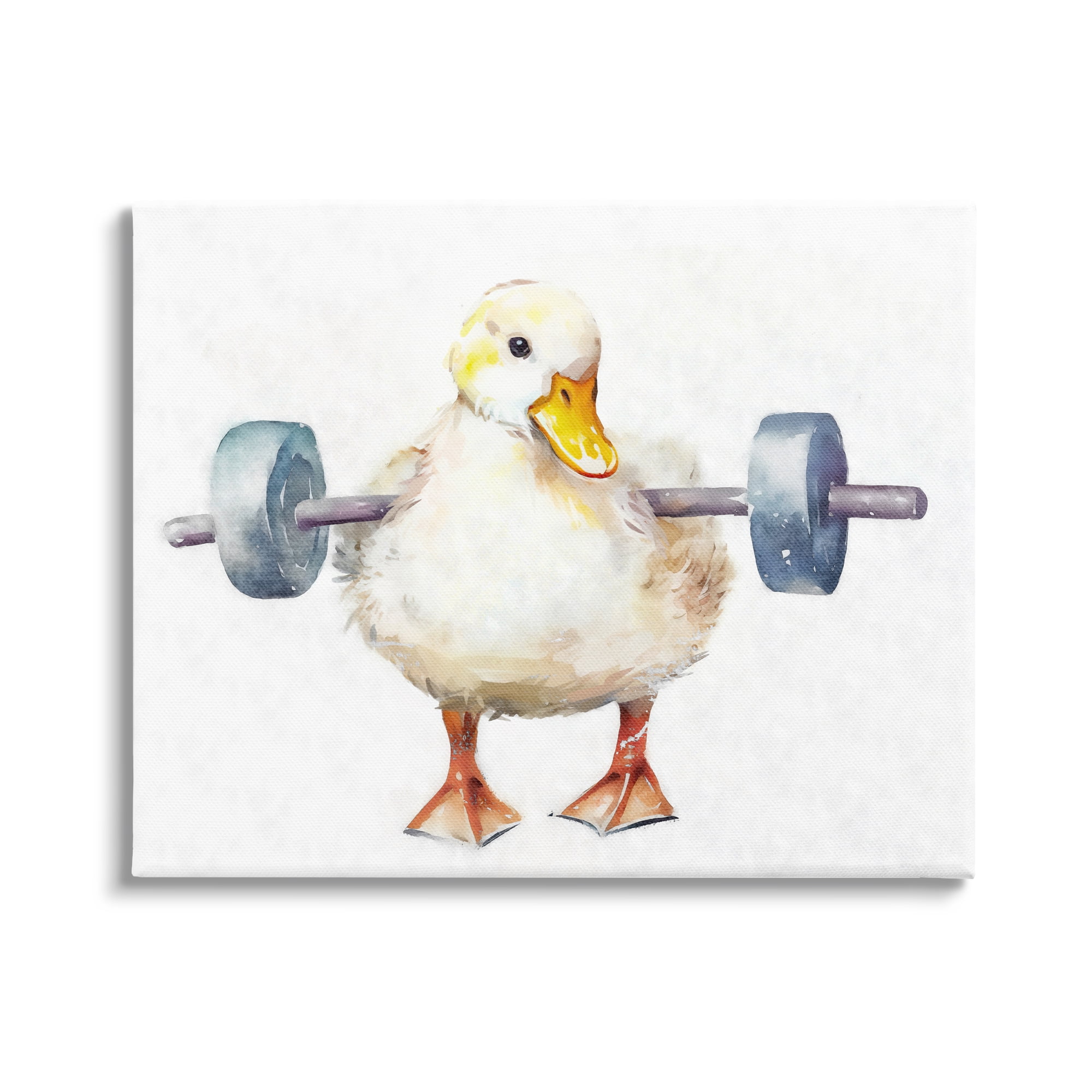 Stupell Industries Duck Lifting Weights Animals & Insects Painting Gallery Wrapped Canvas Art Print Wall Art, 48 x 36