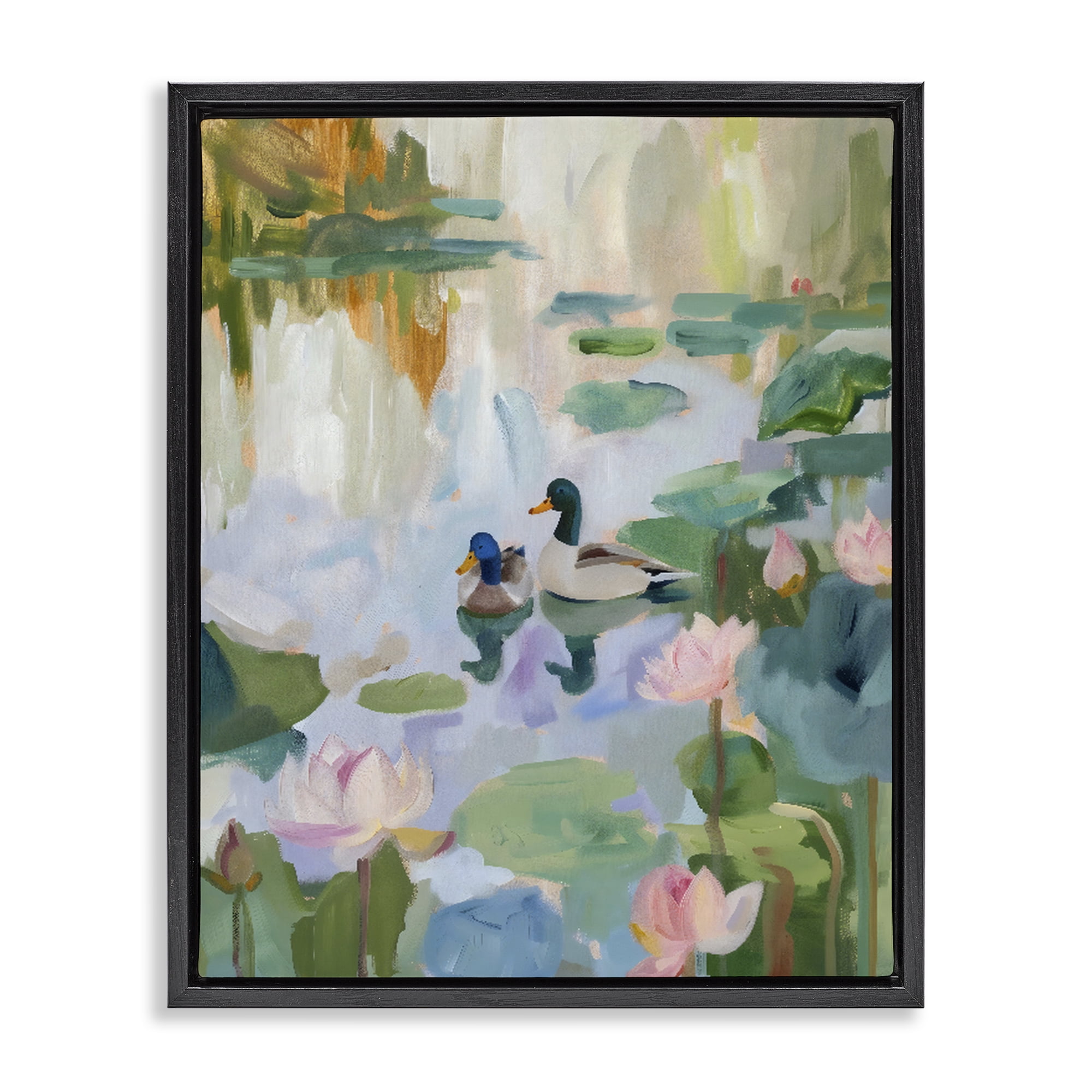 Stupell Industries Duck Pond During Tranquil Morning Black Framed Floater Canvas Wall Art, design by The Prints Vibe
