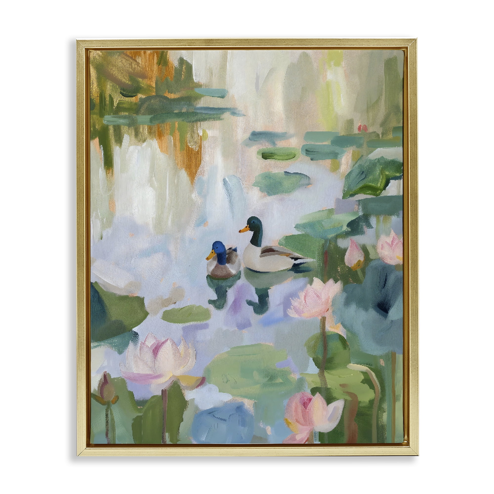 Stupell Industries Duck Pond During Tranquil Morning Gold Framed Floater Canvas Wall Art, design by The Prints Vibe