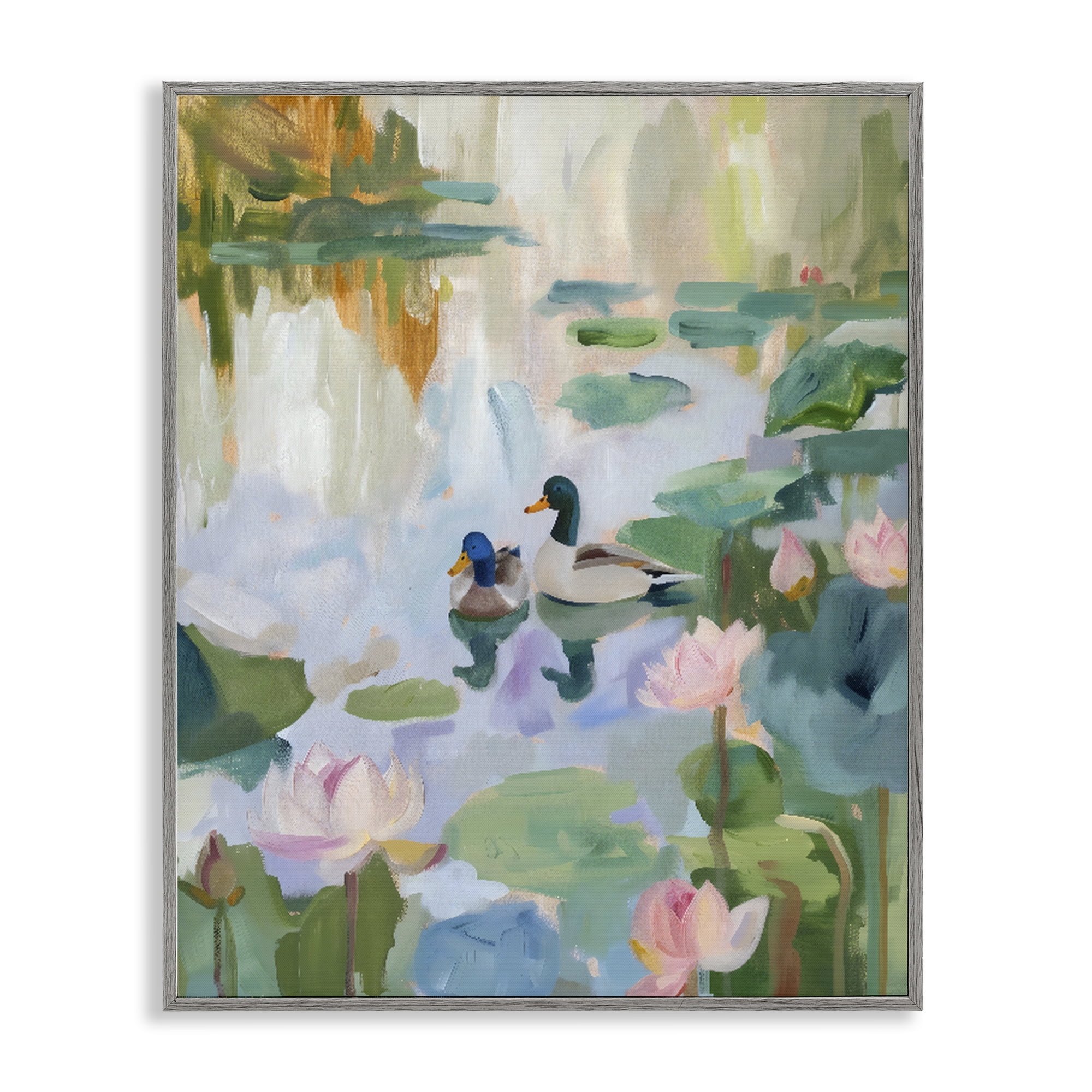Stupell Industries Duck Pond During Tranquil Morning Gray Framed Giclee Art, design by The Prints Vibe
