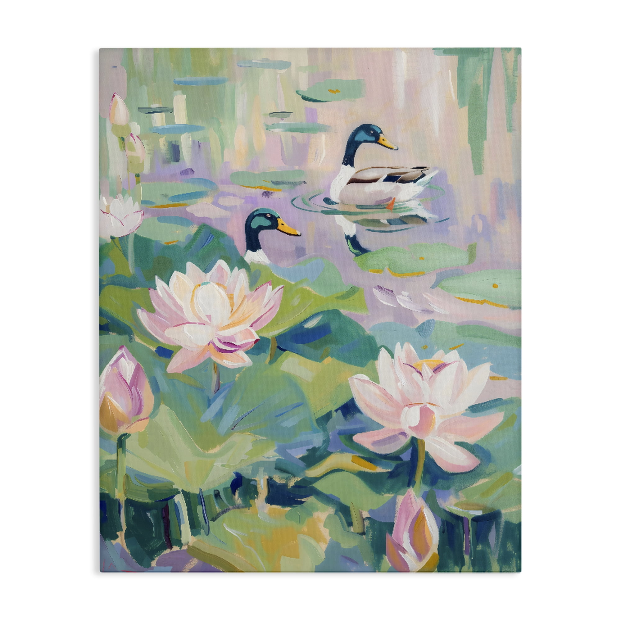 Stupell Industries Duck Pond with Lotus Flowers Canvas Wall Art, design by The Prints Vibe
