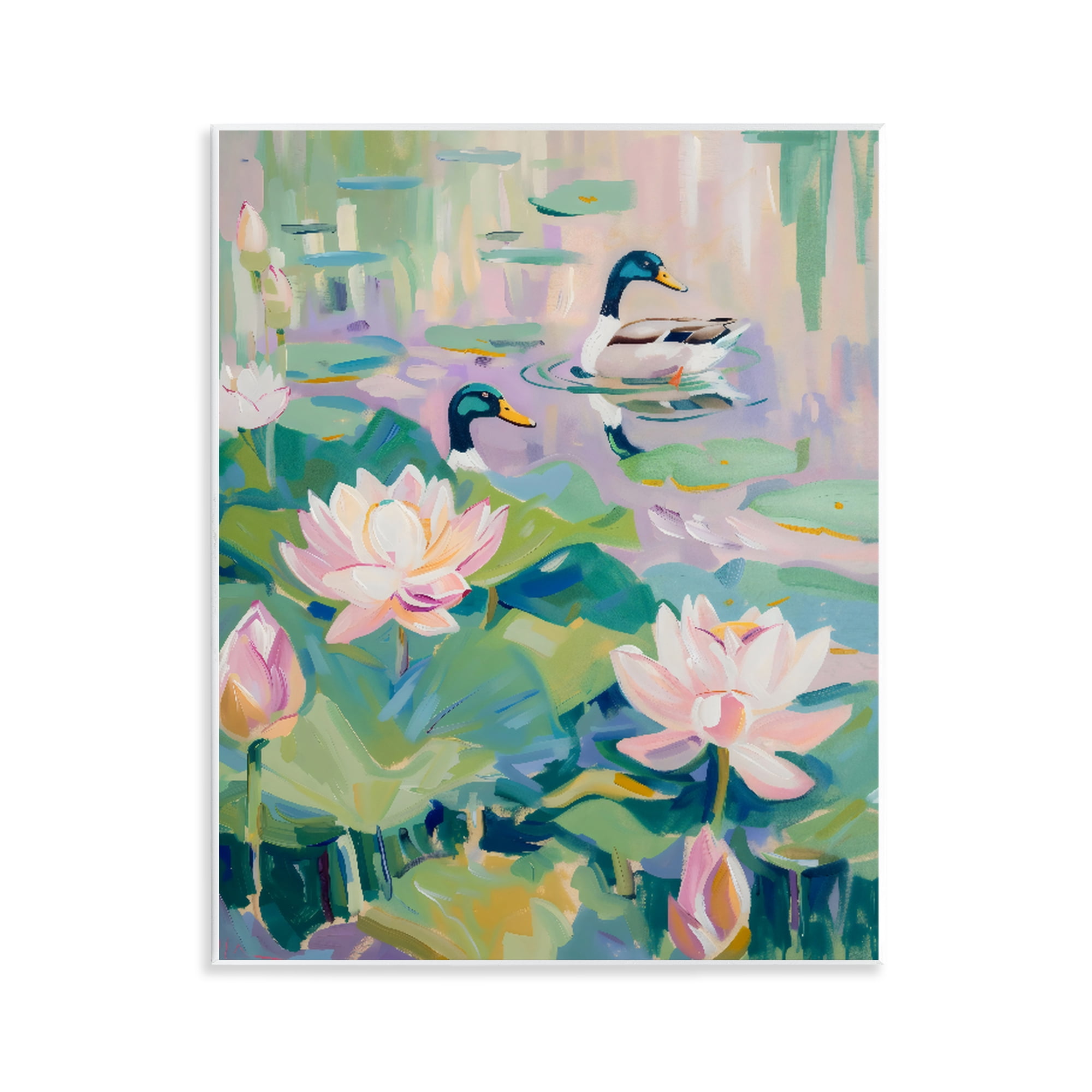 Stupell Industries Duck Pond with Lotus Flowers Wall Plaque Art, design by The Prints Vibe