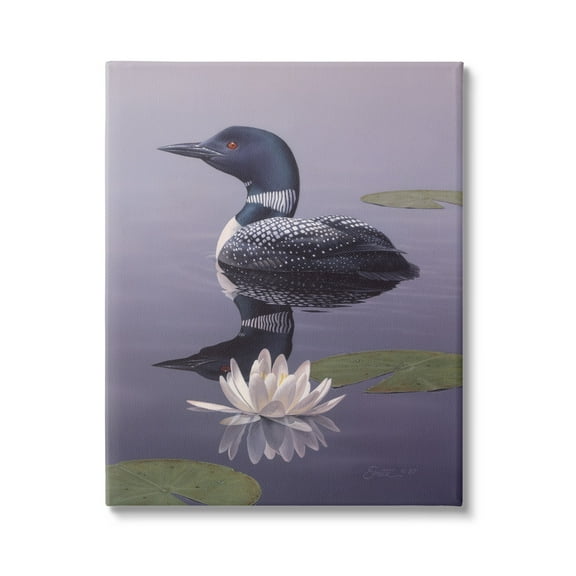 Stupell Industries Duck Swimming Pond Lily Pads Animals & Insects Painting Gallery Wrapped Canvas Print Wall Art