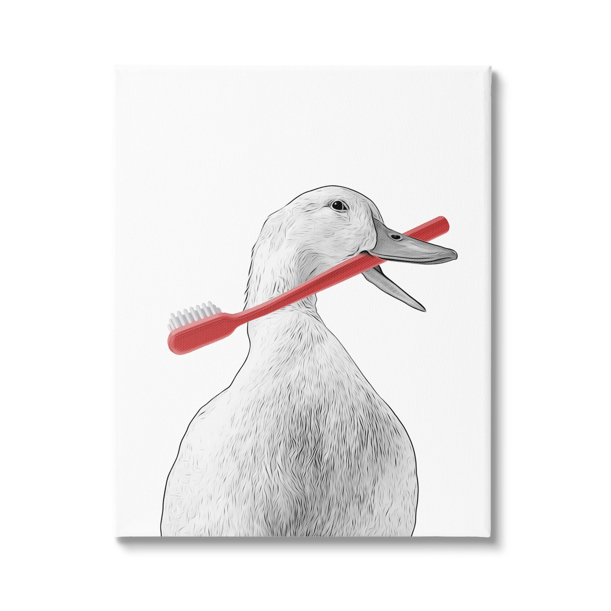 Stupell Industries Duck & Toothbrush Portrait Animals & Insects Painting Gallery Wrapped Canvas Print Wall Art