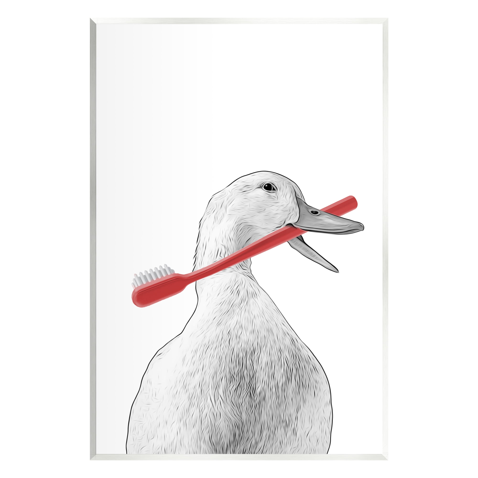 Stupell Industries Duck & Toothbrush Portrait Animals & Insects Painting Unframed Art Print Wall Art