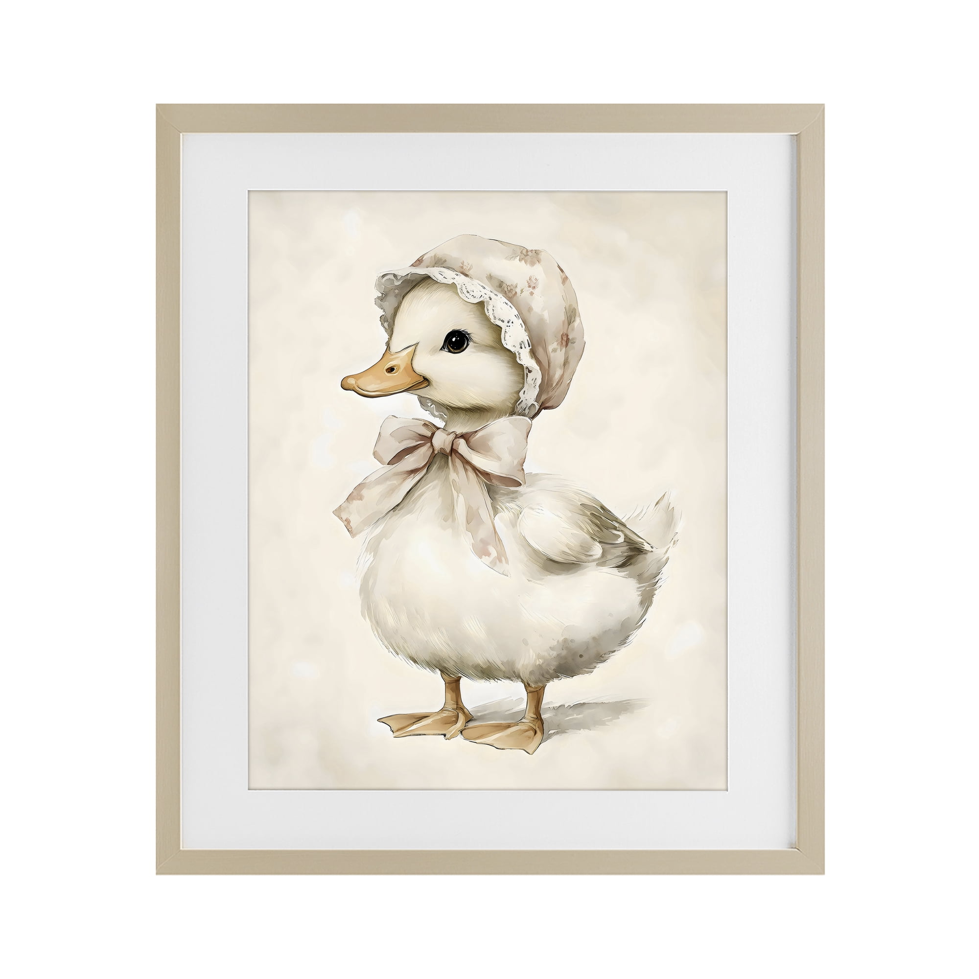 Stupell Industries Duck Wearing Bonnet Birch Framed Print Under Glass, design by Arlington Prints