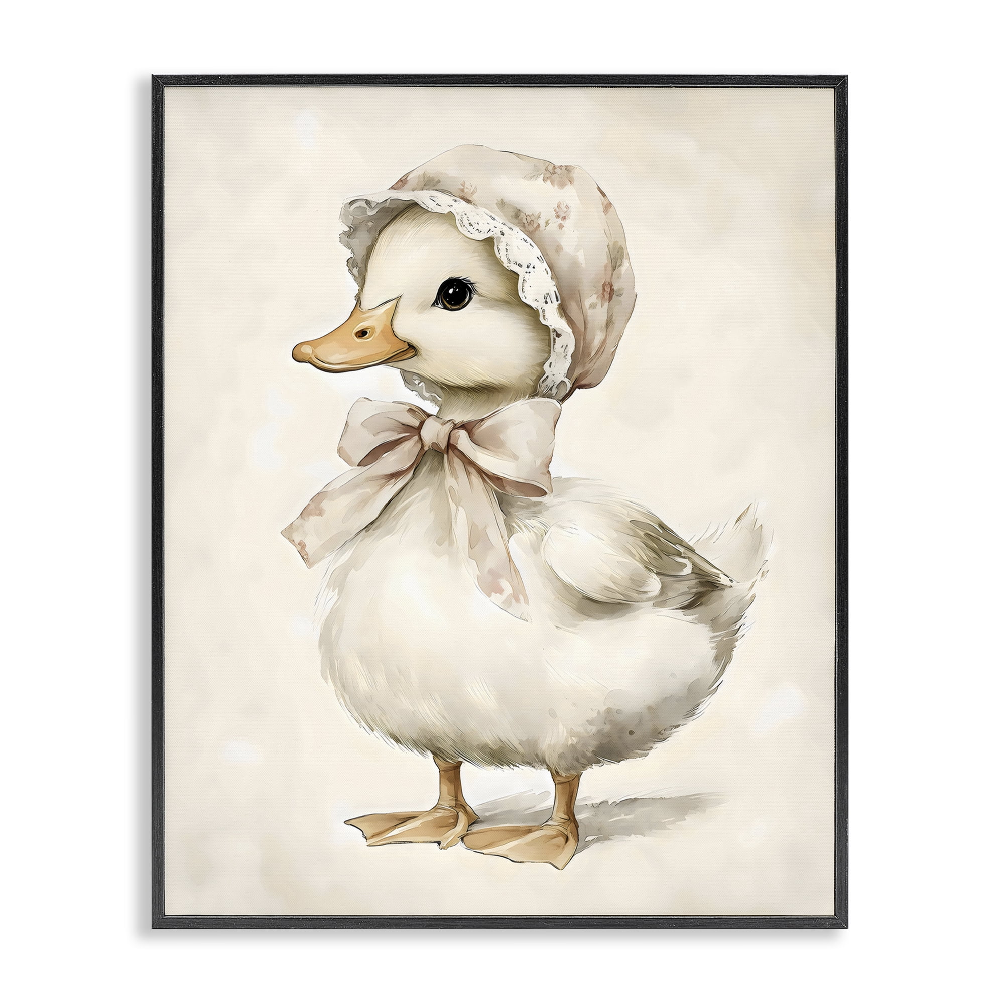 Stupell Industries Duck Wearing Bonnet Black Framed Giclee Art, design by Arlington Prints
