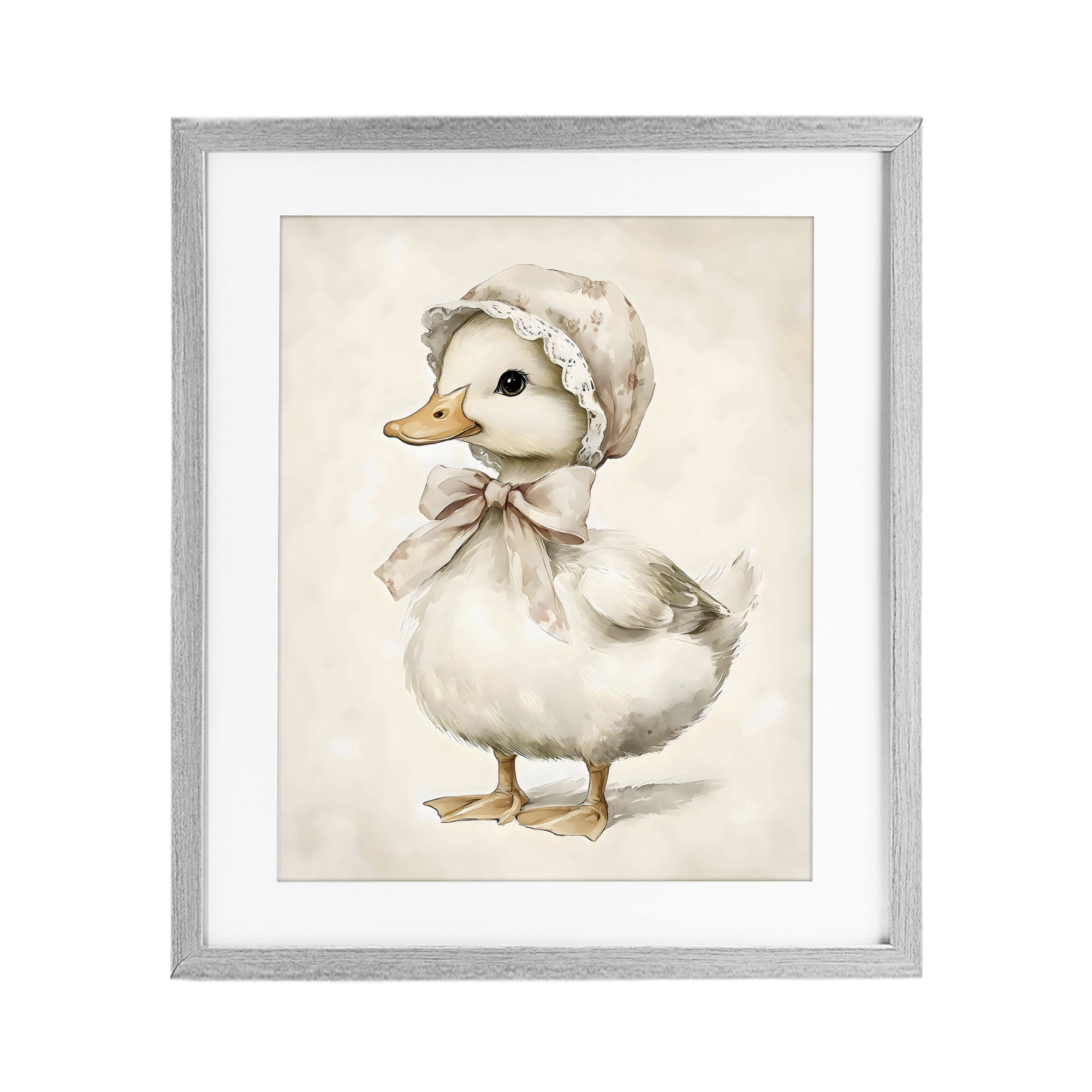 Stupell Industries Duck Wearing Bonnet Gray Framed Print Under Glass, design by Arlington Prints