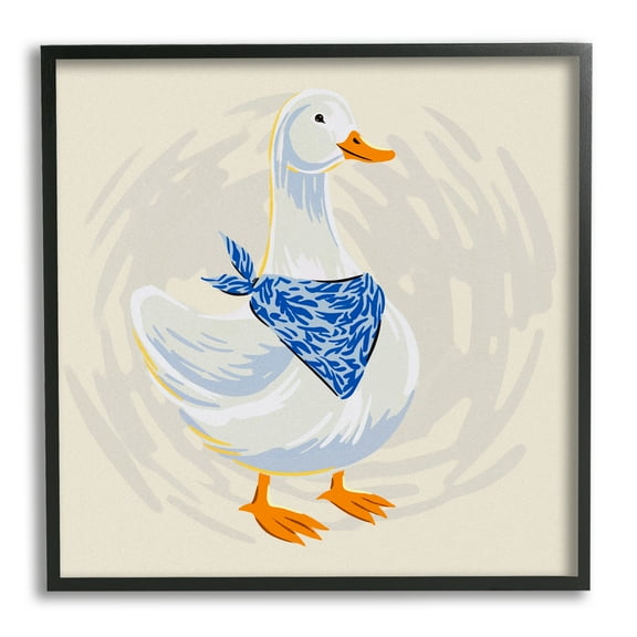 Stupell Industries Duck in Blue Bandana Animals & Insects Painting Black Framed Art Print Wall Art, 12 x 12