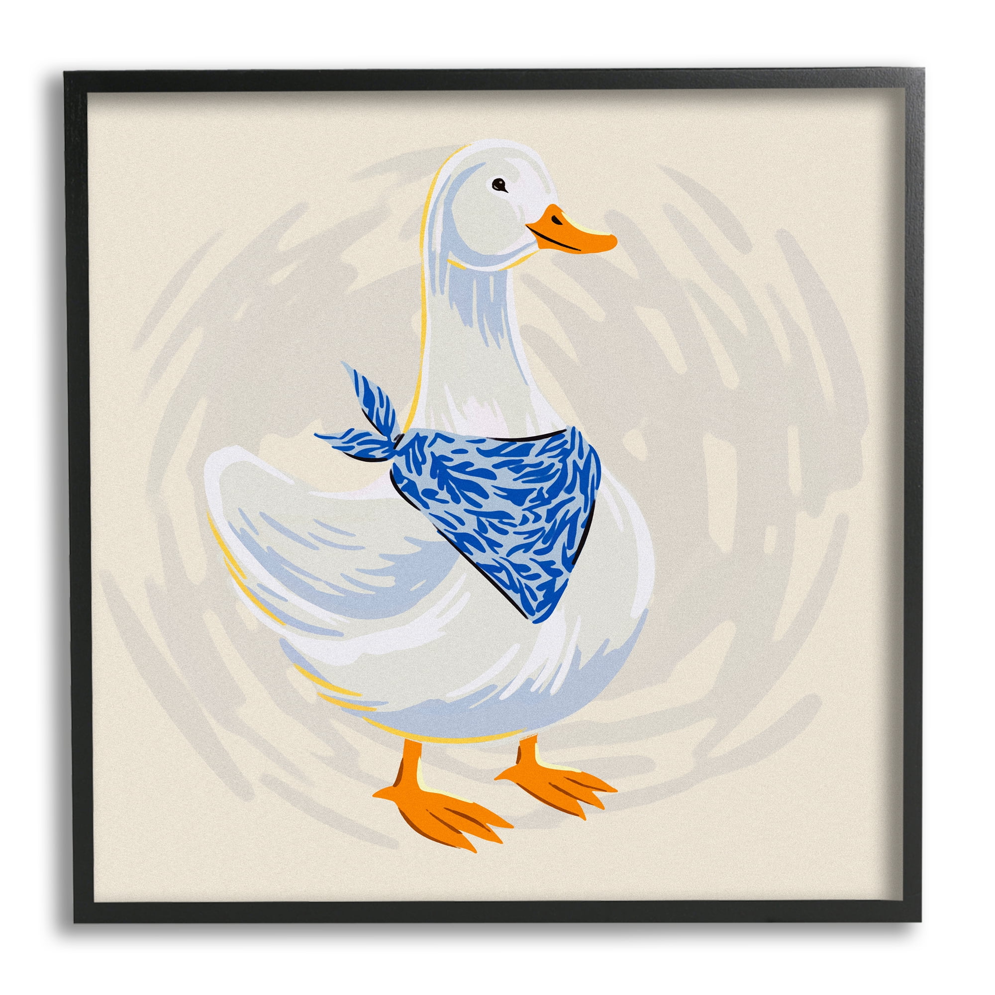 Stupell Industries Duck in Blue Bandana Animals & Insects Painting Black Framed Art Print Wall Art, 24 x 24