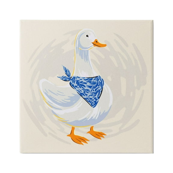 Stupell Industries Duck in Blue Bandana Animals & Insects Painting Gallery Wrapped Canvas Print Wall Art, 17 x 17