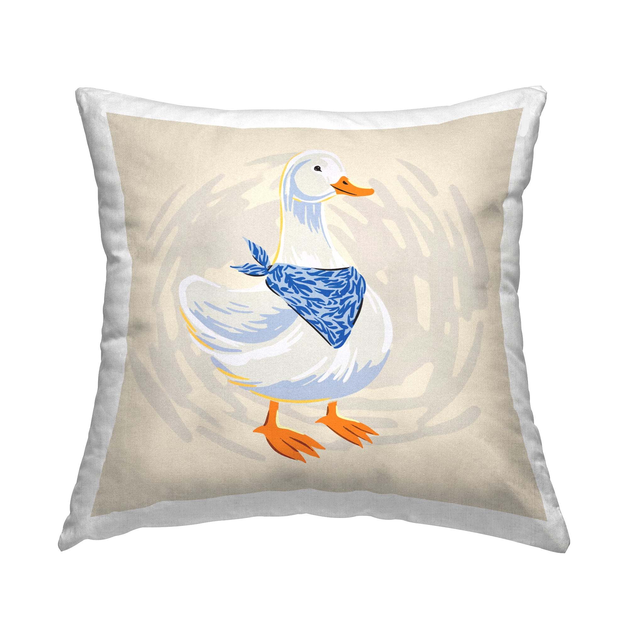 Stupell Industries Duck in Blue Bandana Square Decorative Printed Throw Pillow, 18 x 18