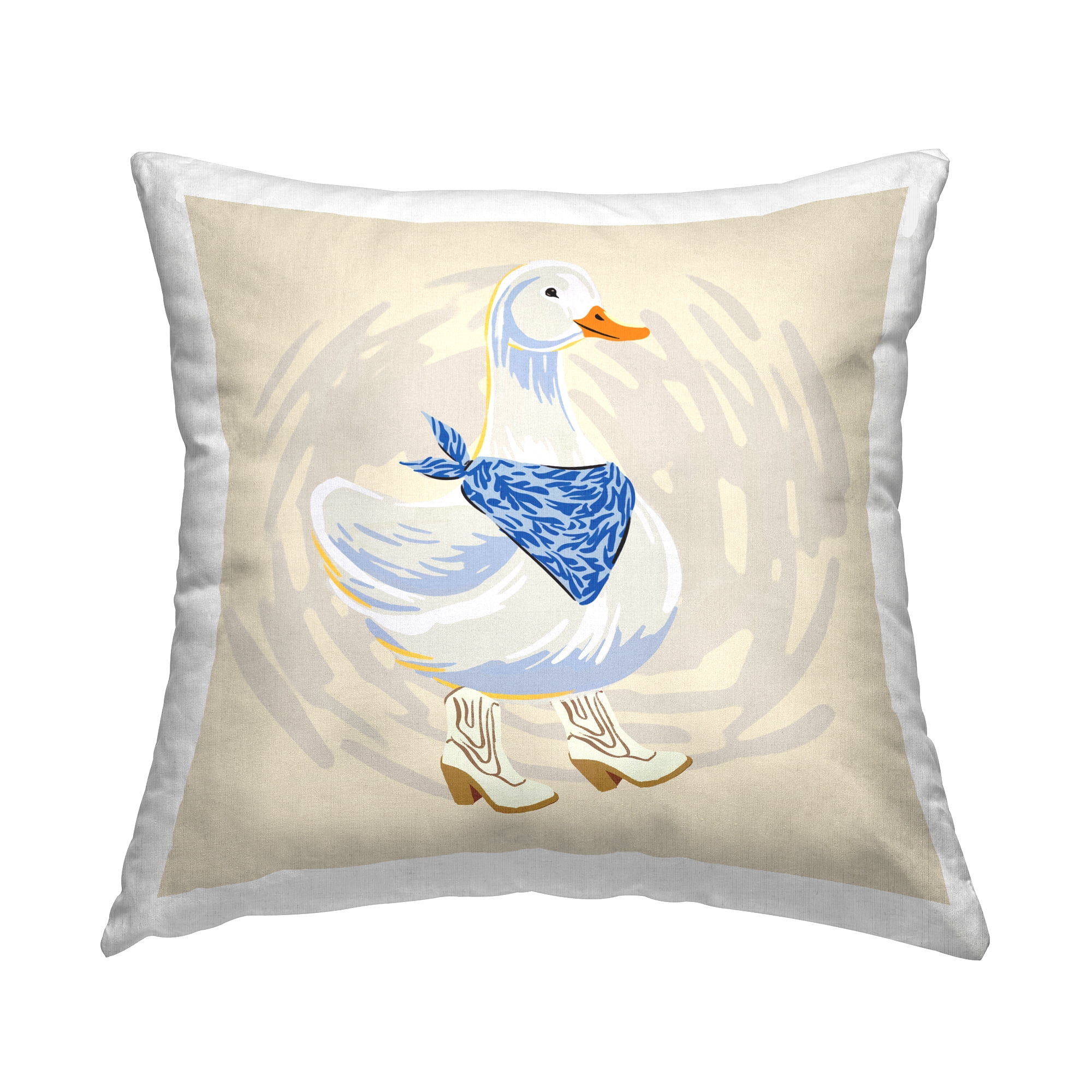 Stupell Industries Duck in Cowboy Boots Square Decorative Printed Throw Pillow, 18 x 18
