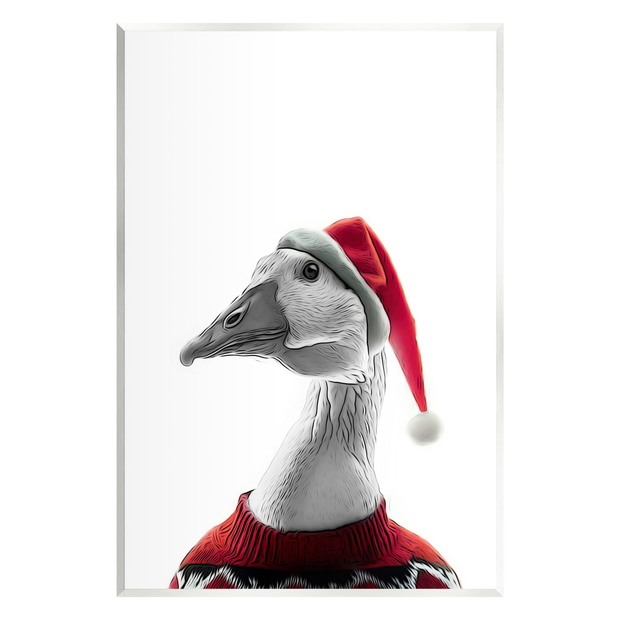 Stupell Industries Duck in Santa Hat Holiday Painting Unframed Art Print Wall Art, 10 x 15