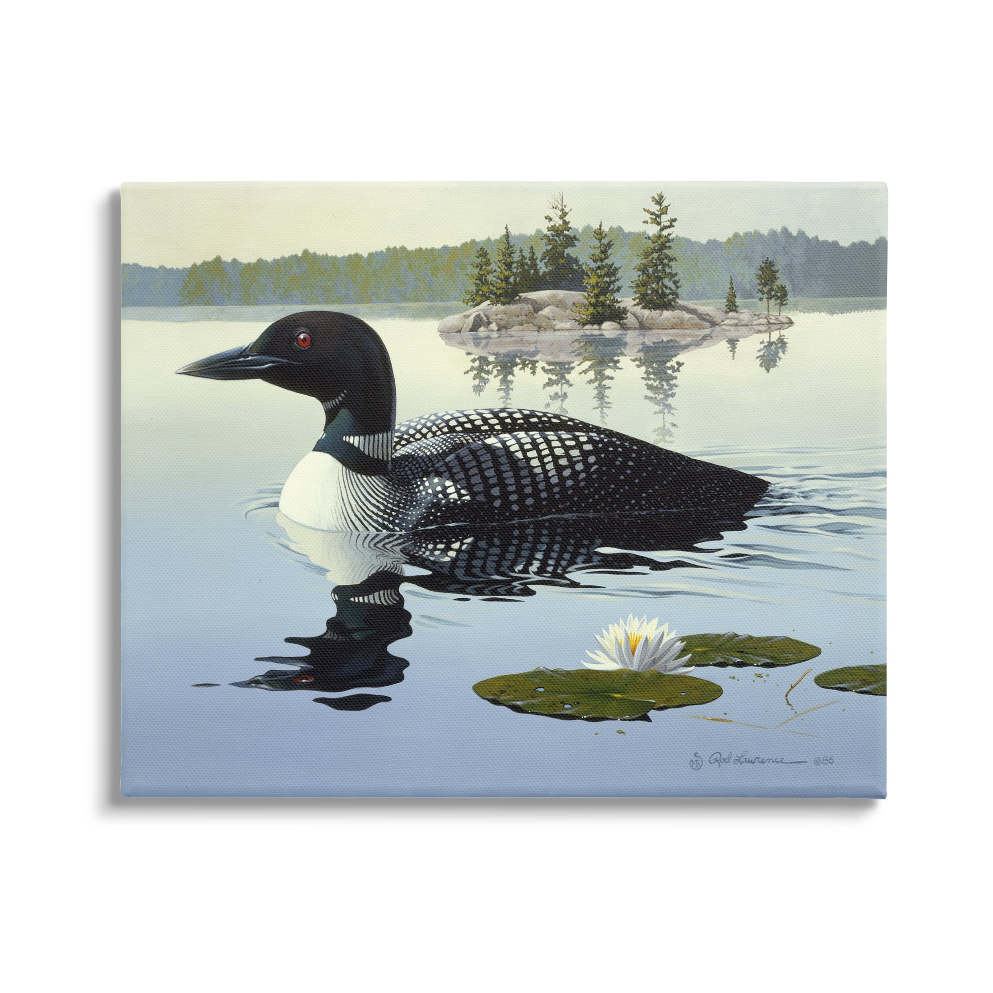 Stupell Industries Duck in Vast Pond Animals & Insects Painting Gallery Wrapped Canvas Art Print Wall Art, 40 x 30