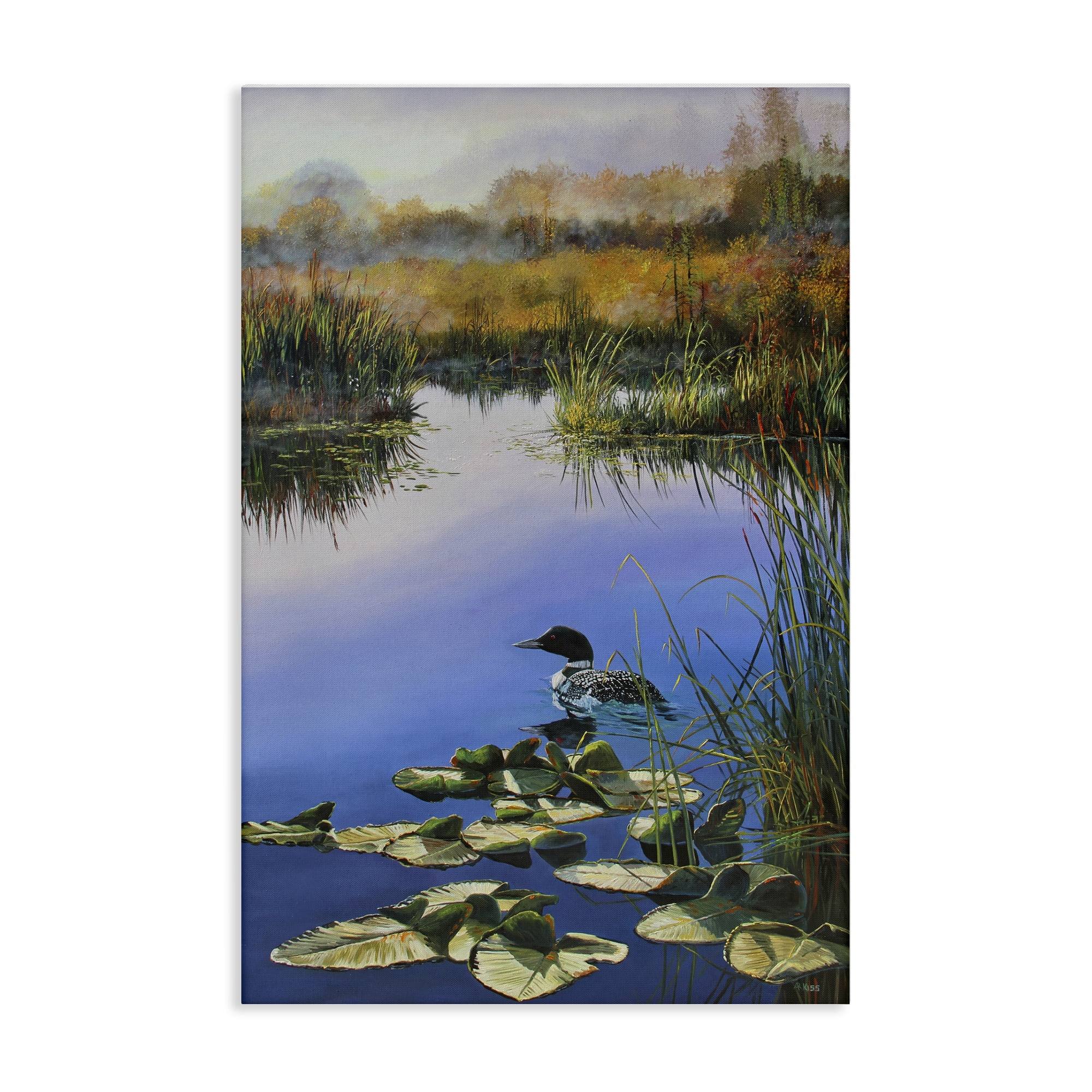 Stupell Industries Duck's Morning Solitude Landscape & Nature Painting Wrapped Canvas Art Print Wall Art, 30 x 45