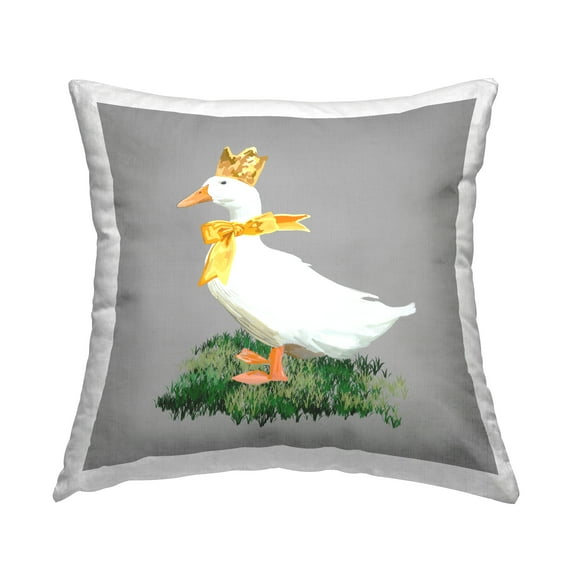 Stupell Industries Duck with Crown & Bow Decorative Printed Throw Pillow, 18 x 18