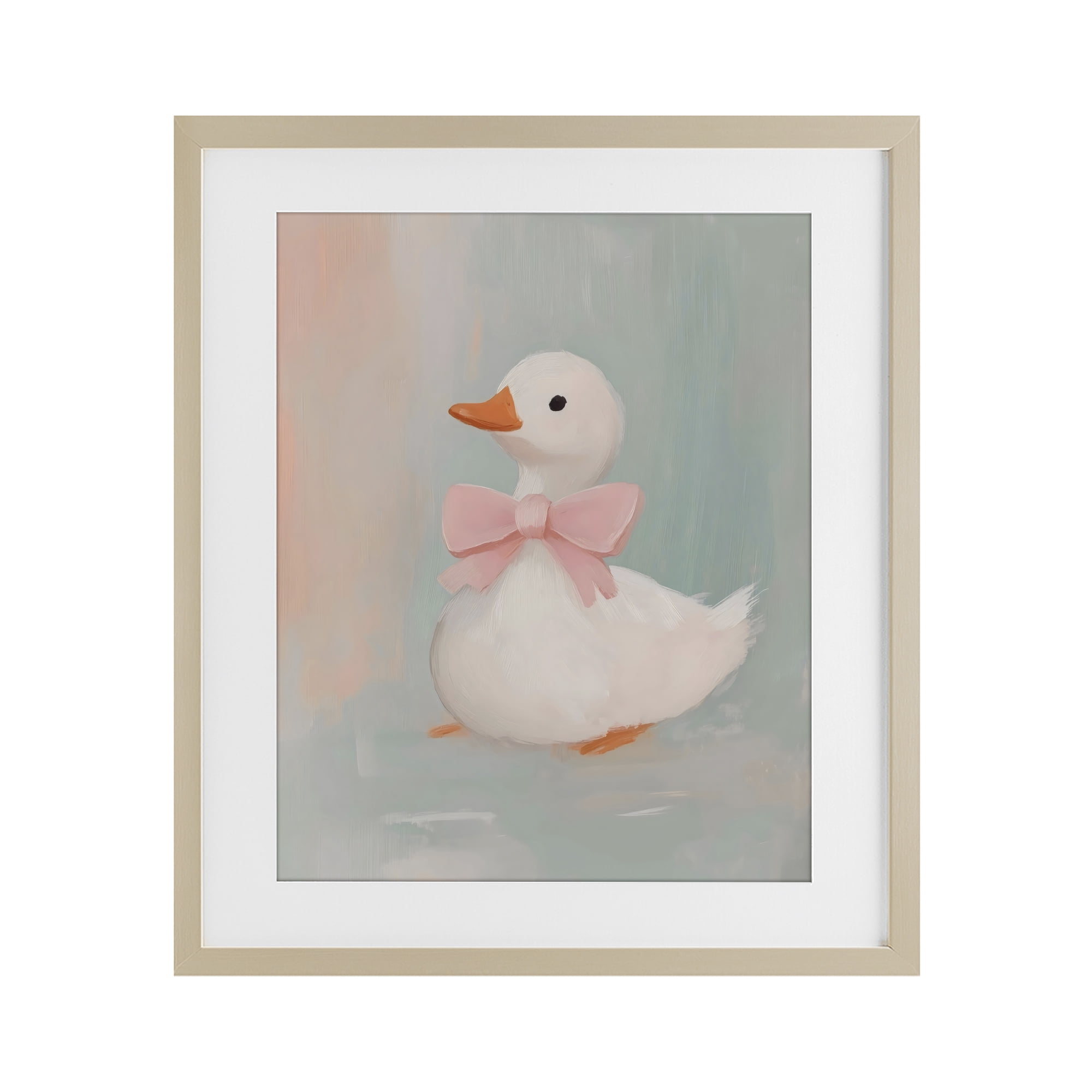 Stupell Industries Duckling Portrait with Bow Birch Framed Print Under Glass, design by The Prints Vibe