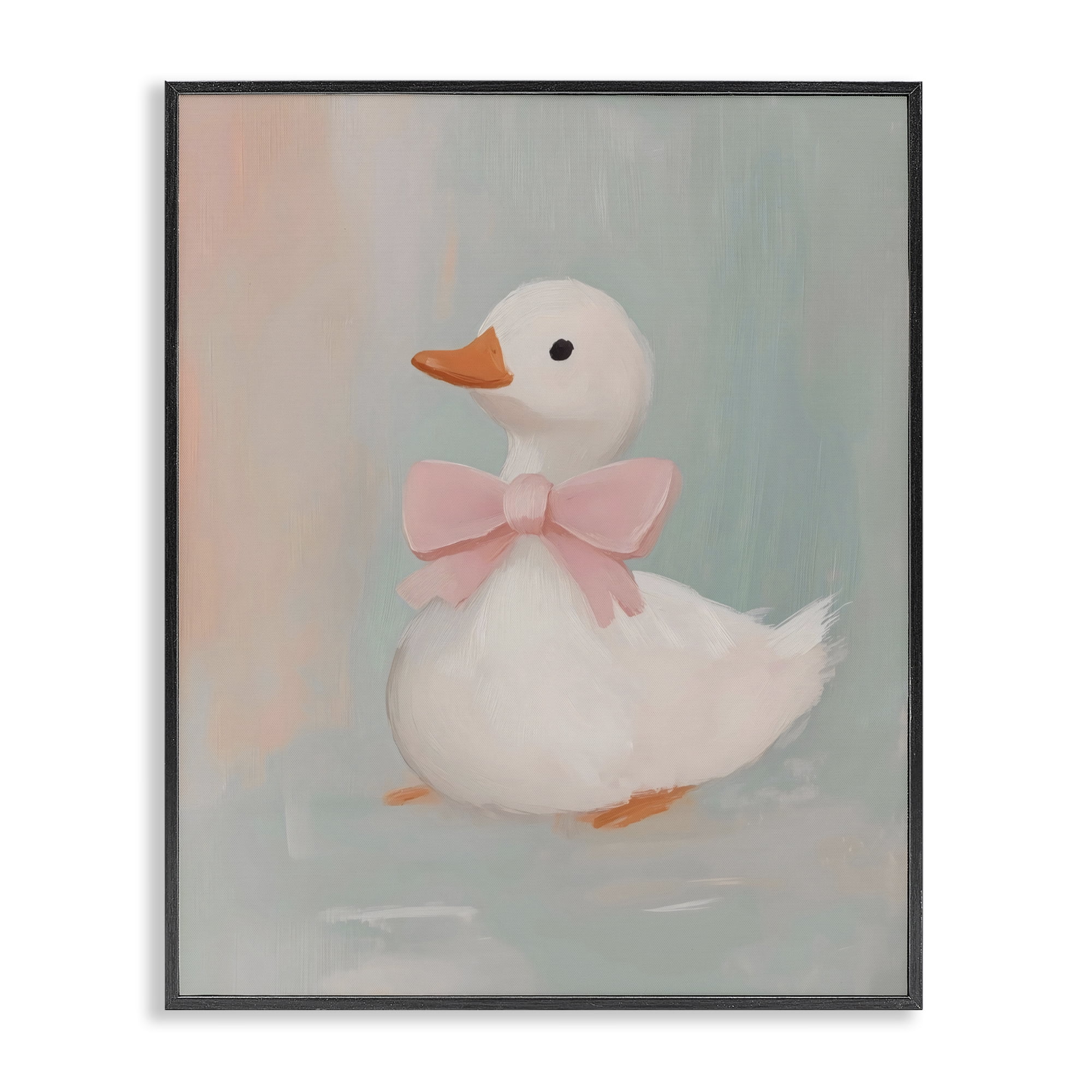 Stupell Industries Duckling Portrait with Bow Black Framed Giclee Art, design by The Prints Vibe