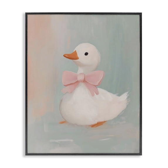 Stupell Industries Cottage Duckling Portrait with Bow Black Framed Giclee Art, 16 x 20, by The Prints Vibe