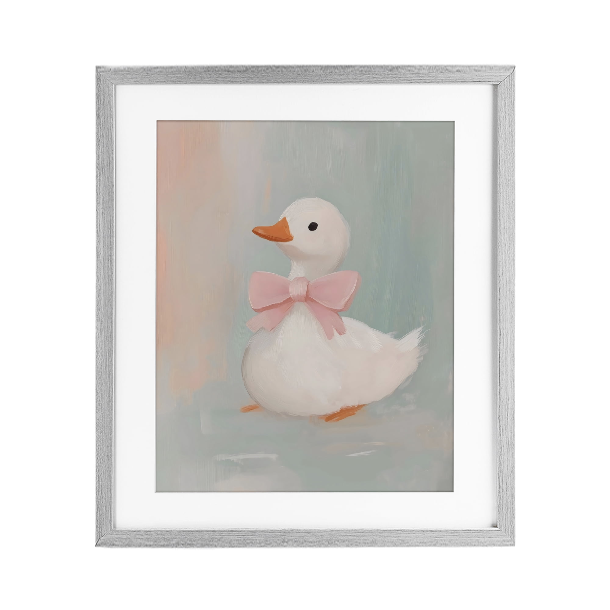Stupell Industries Duckling Portrait with Bow Gray Framed Print Under Glass, design by The Prints Vibe