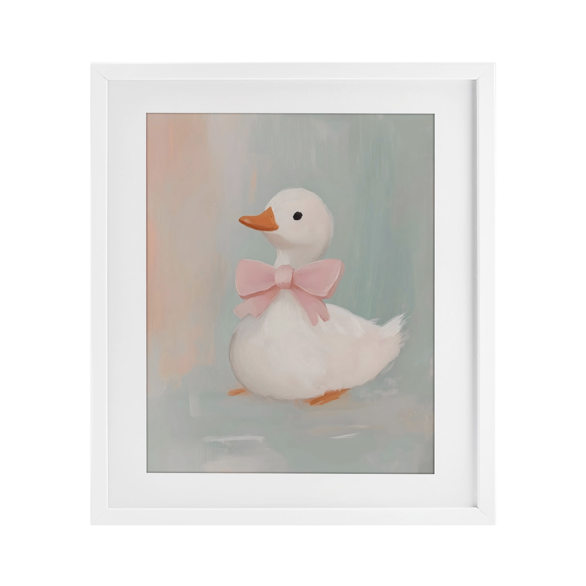 Stupell Industries Duckling Portrait with Bow White Framed Print Under Glass, design by The Prints Vibe