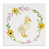 Stupell Industries Duckling with Daisy Wreath Animals & Insects Painting Gallery Wrapped Canvas Art Print Wall Art, 17 x 17