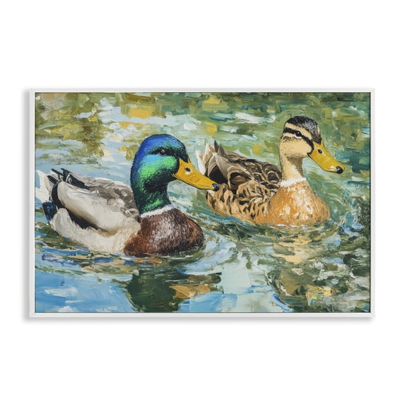 Stupell Industries Rustic Lodge Ducks Out For A Swim White Framed Giclee Art, 18 x 12, by Petals Prints Design