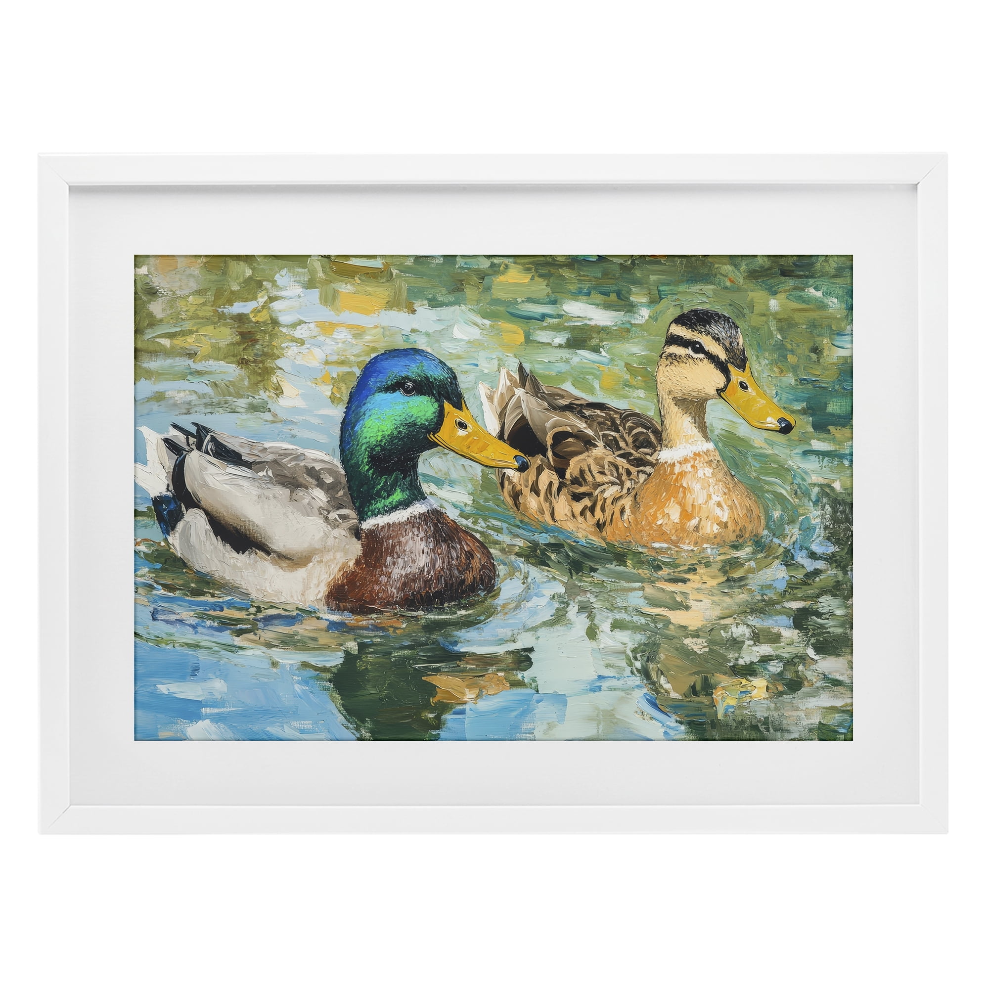 Stupell Industries Ducks Out For A Swim White Framed Print Under Glass, design by Petal Prints Design