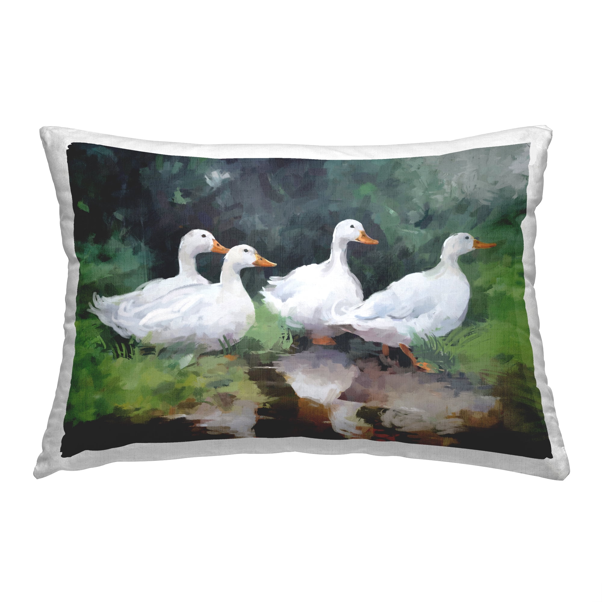 Stupell Industries Ducks & Puddle Reflection Decorative Printed Throw Pillow, 14 x 20