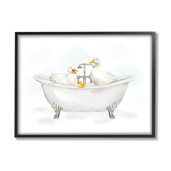 Stupell Industries Ducks in Bathtub Animals & Insects Painting Black Framed Art Print Wall Art, 14 x 11