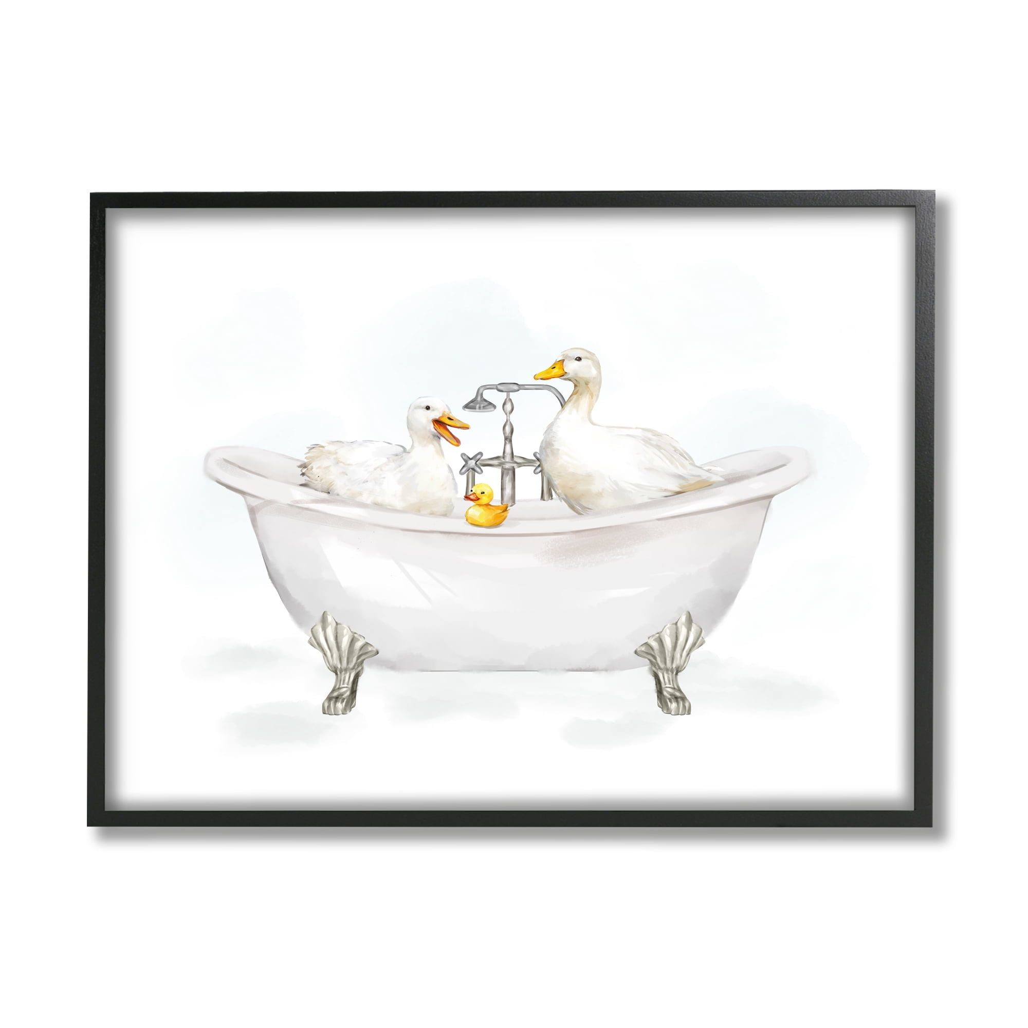 Stupell Industries Ducks in Bathtub Animals & Insects Painting Black Framed Art Print Wall Art, 20 x 16