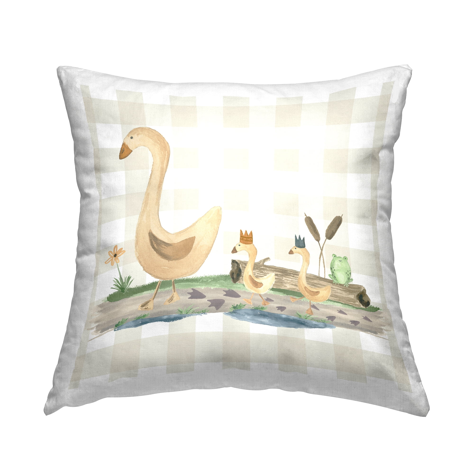 Stupell Industries Ducks on Gingham Decorative Printed Throw Pillow, 18 x 18