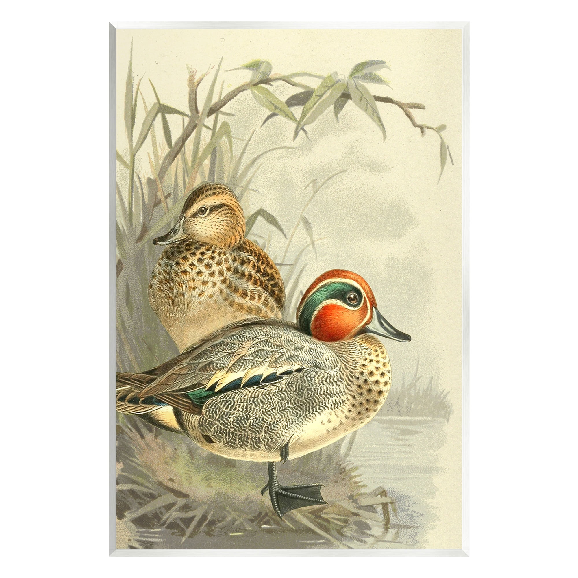 Stupell Industries Ducks with Pond Botanicals Animals & Insects Painting Unframed Art Print Wall Art, 13 x 19