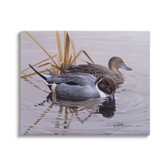Stupell Industries Ducks with Pond Ripples Animals & Insects Painting Gallery Wrapped Canvas Art Print Wall Art, 20 x 16