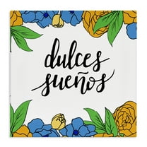 Stupell Industries Dulces Sueños Flores Tropicales Inspirational Quotes & Sayings Painting Wrapped Canvas Art Print Wall Art, 17 x 17