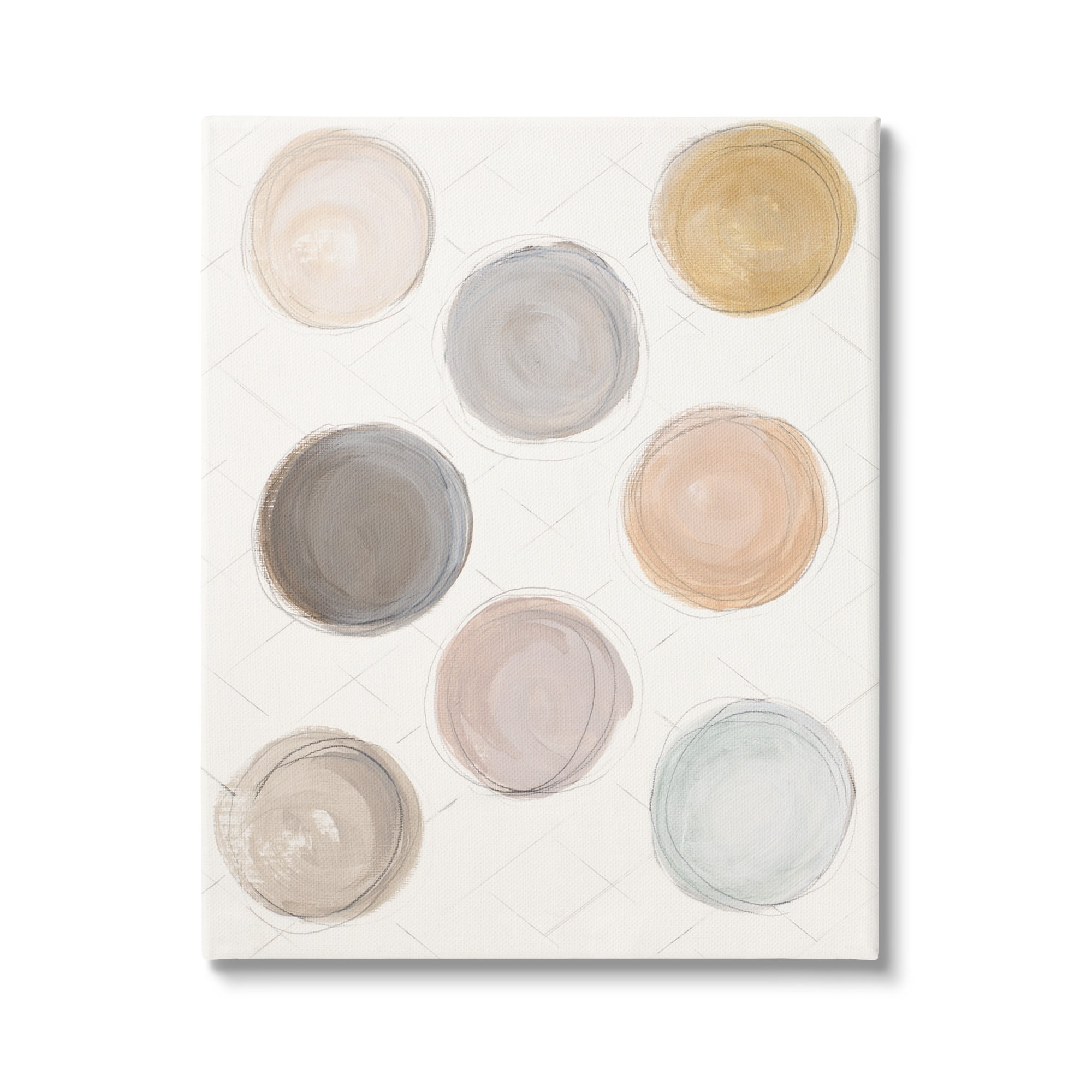 Stupell Industries Dull Paint Circles Quilted Beige Linen Backdrop,30 x 40, Design by Patricia Pinto