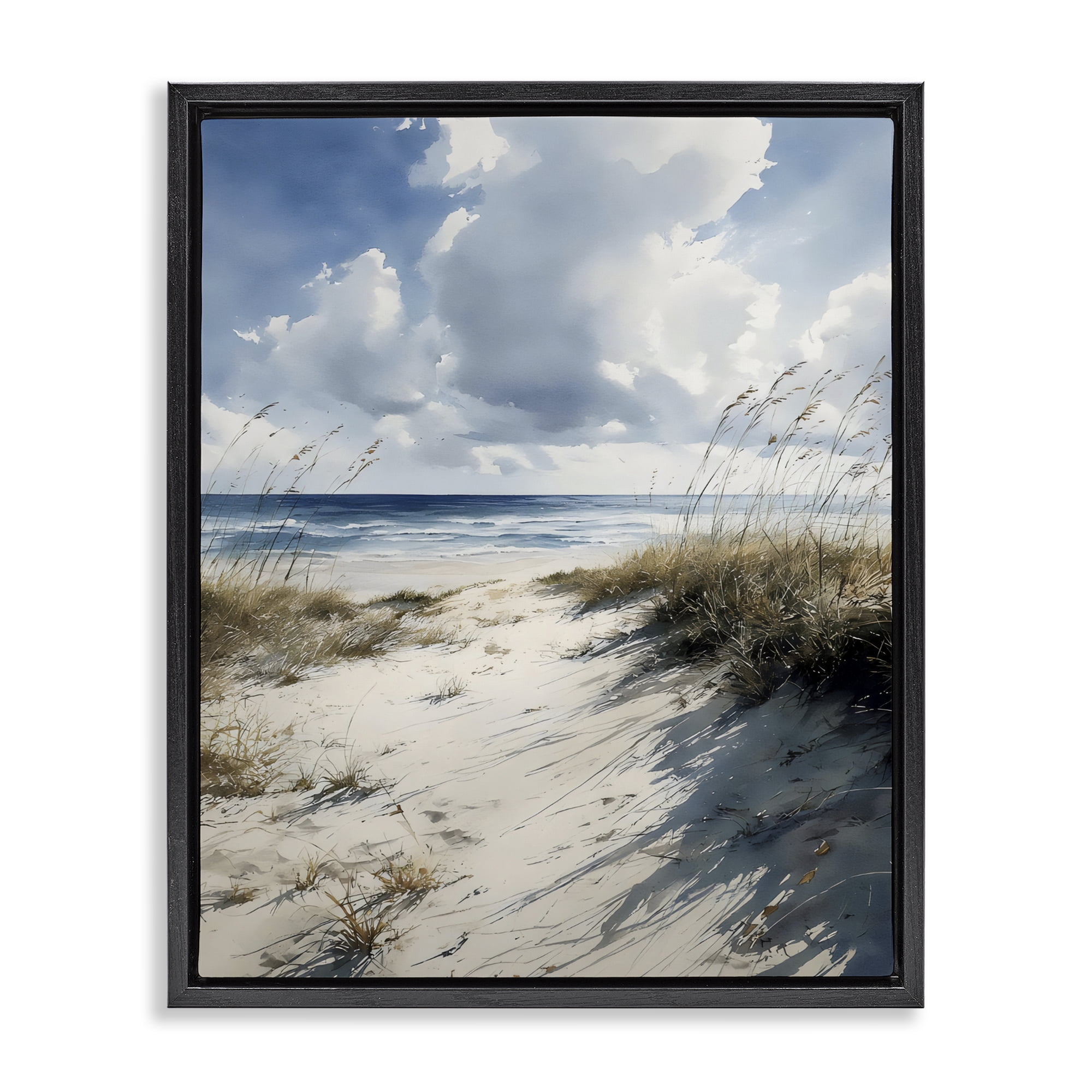 Stupell Industries Dune Beach at Midday Black Framed Floater Canvas Wall Art, design by Franklyn Gregory