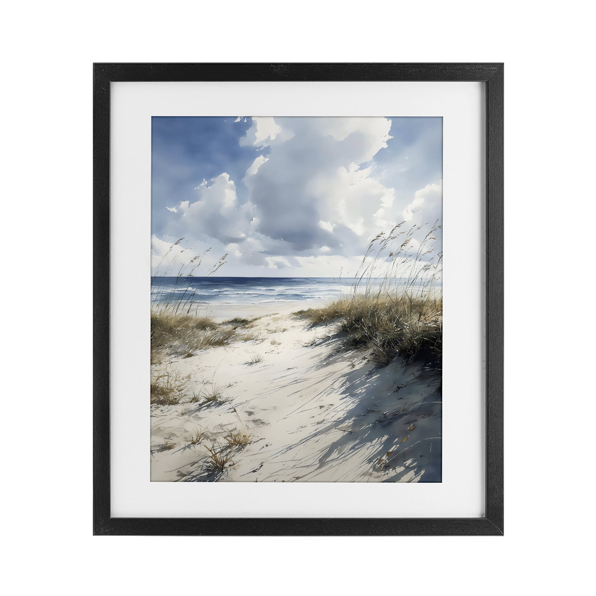 Stupell Industries Dune Beach at Midday Black Framed Print Under Glass, design by Franklyn Gregory