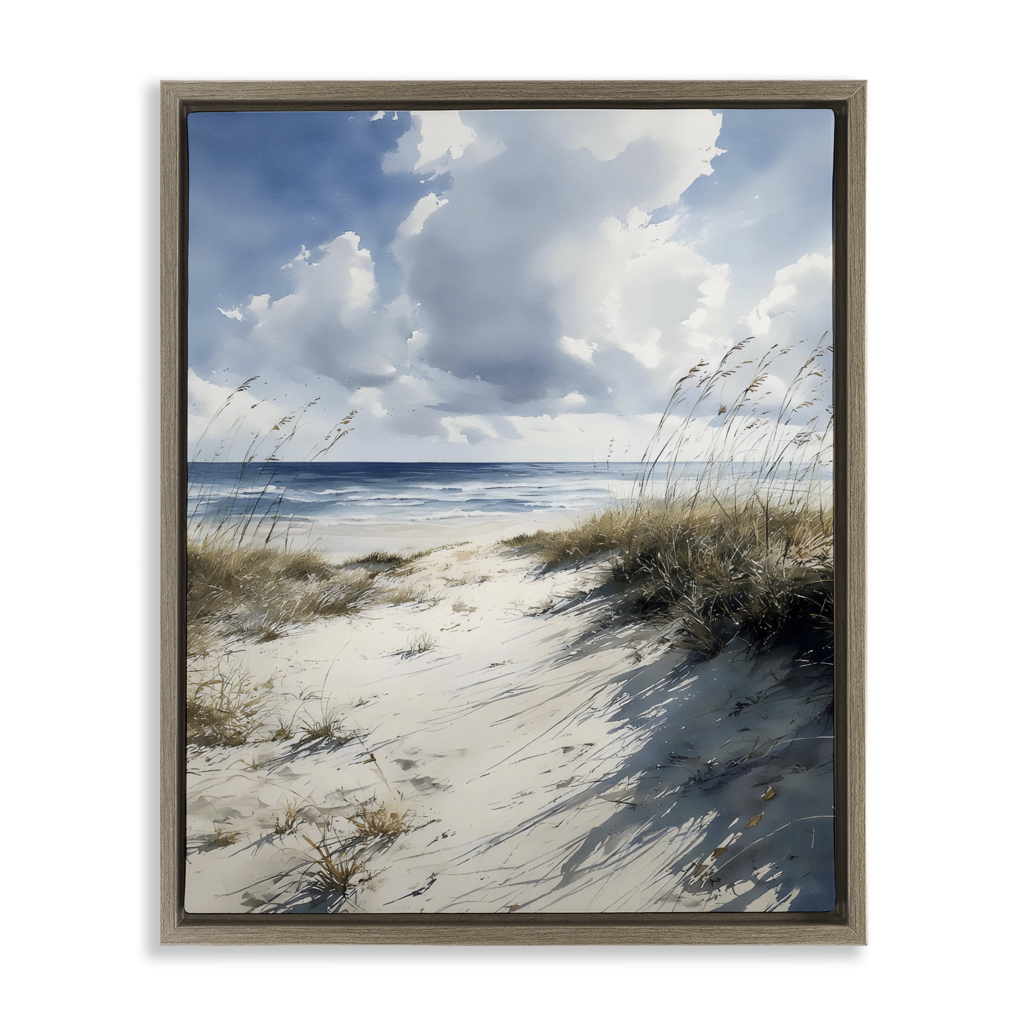 Stupell Industries Dune Beach at Midday Brown Framed Floater Canvas Wall Art, design by Franklyn Gregory