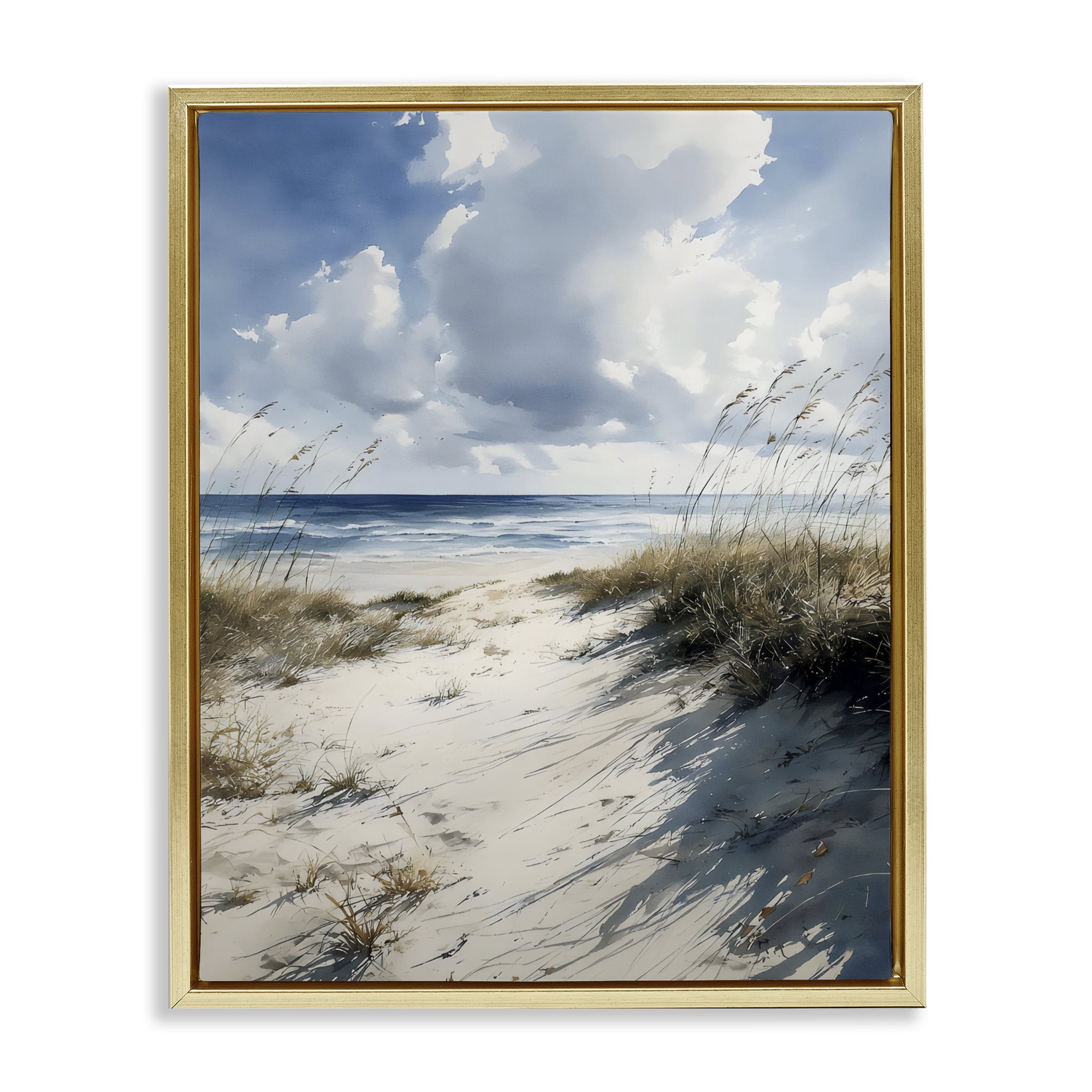 Stupell Industries Dune Beach at Midday Gold Framed Floater Canvas Wall Art, design by Franklyn Gregory