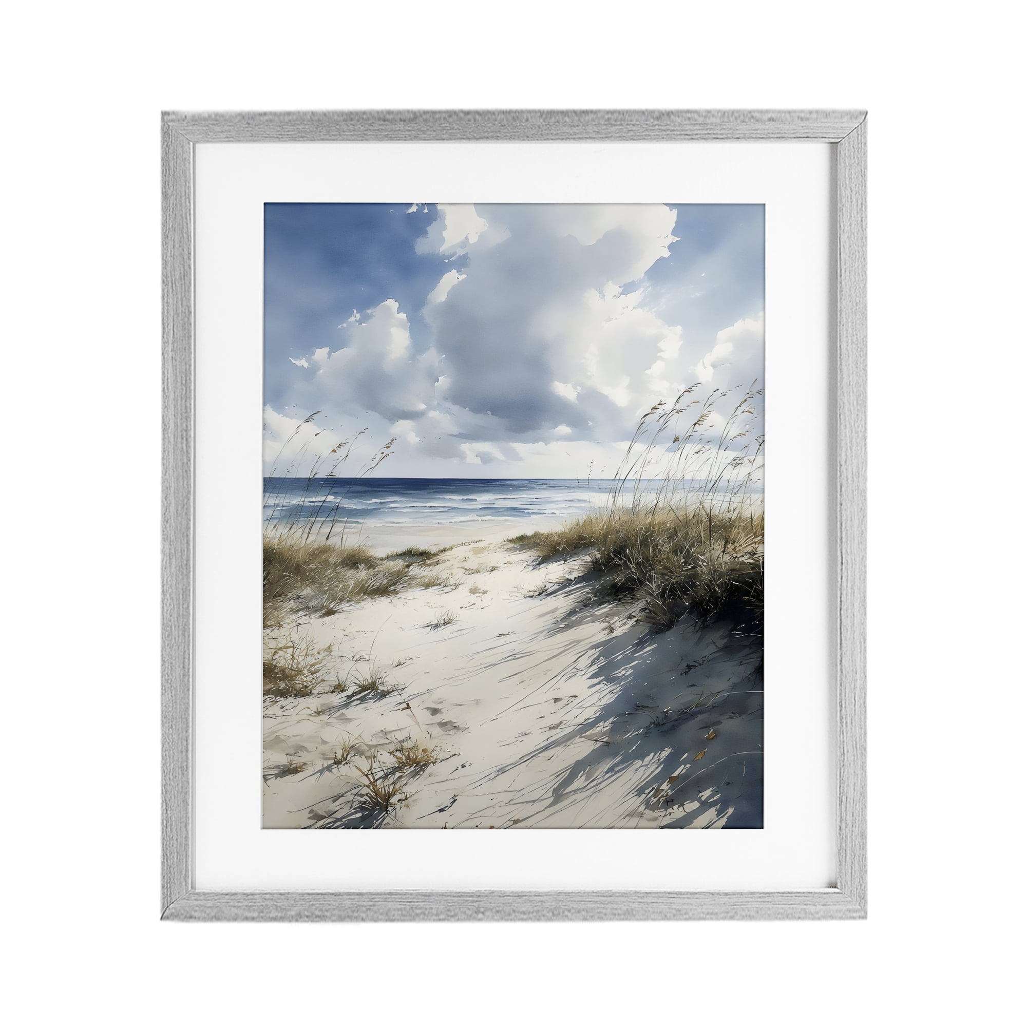Stupell Industries Dune Beach at Midday Gray Framed Print Under Glass, design by Franklyn Gregory