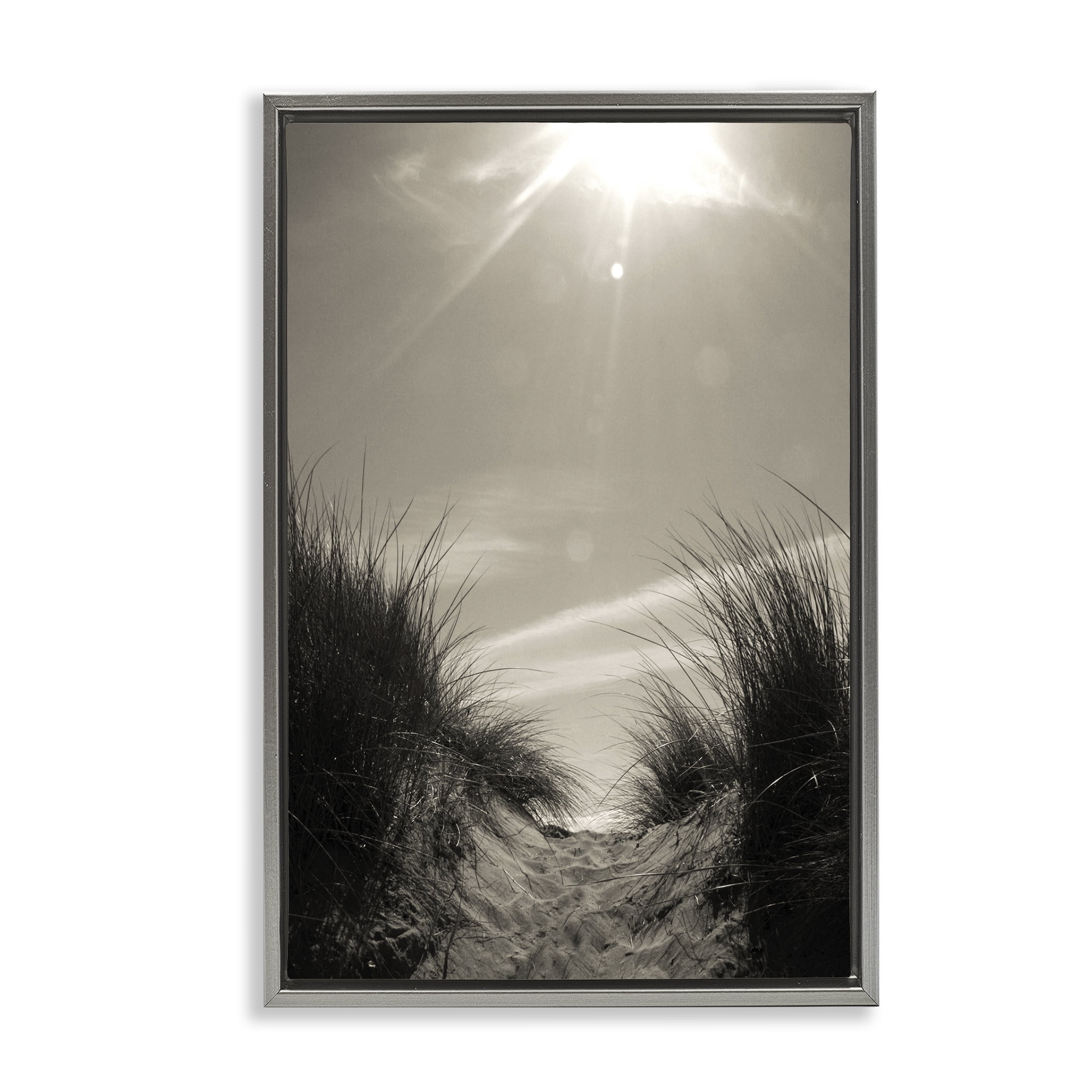 Stupell Industries Dune Valley Landscape Coastal Photography Gray Floater Framed Canvas Art Print Wall Art, 17 x 25