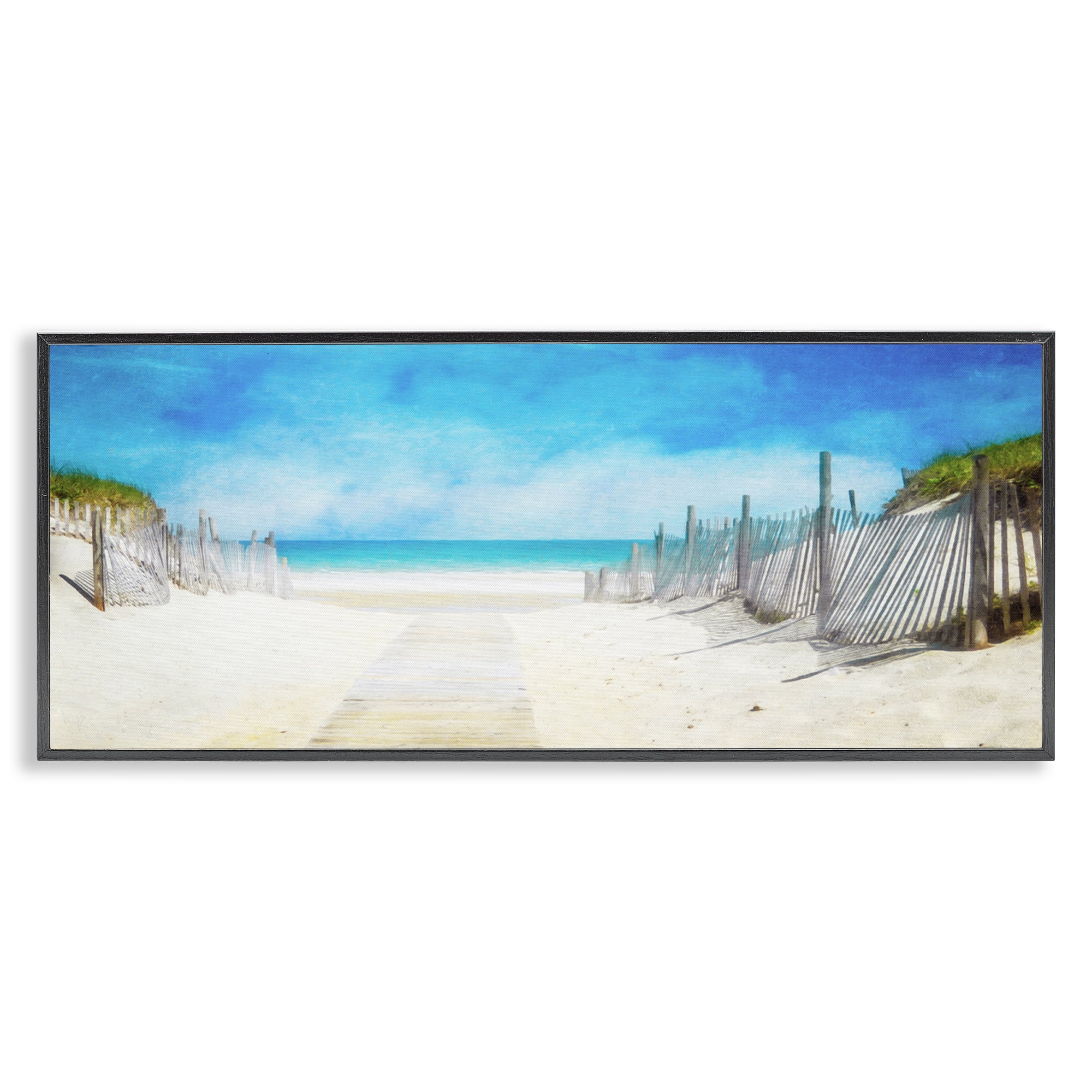 Stupell Industries Dunes Of The Cape Landscape & Nature Painting Black Framed Art Print Wall Art, 24 x 10