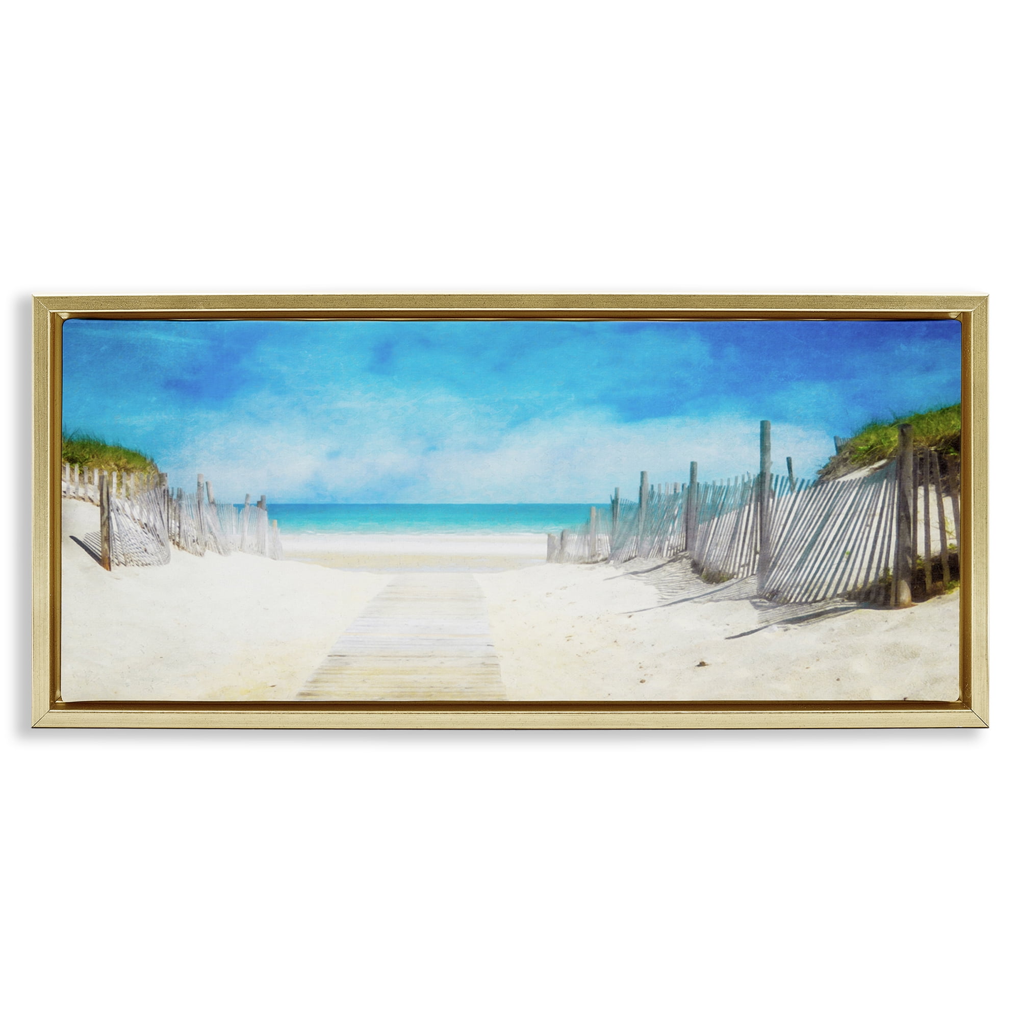 Stupell Industries Dunes Of The Cape Landscape & Nature Painting Gold Floater Framed Canvas Art Print Wall Art, 25 x 11