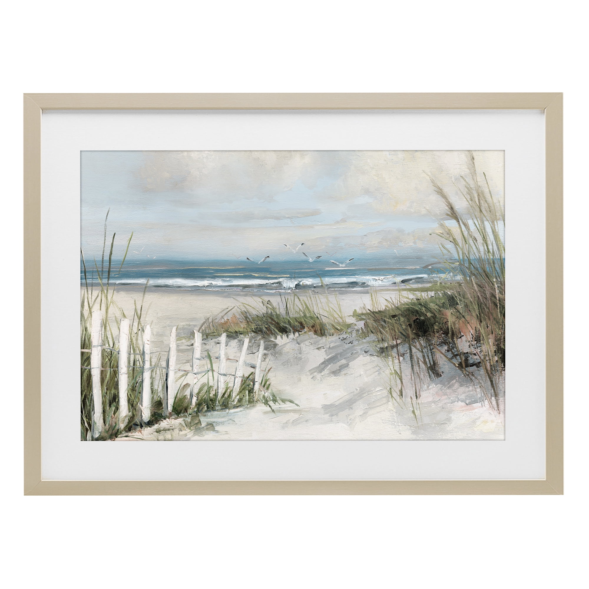 Stupell Industries Dunes With Weathered Fence Birch Framed Print Under Glass, design by Sally Swatland